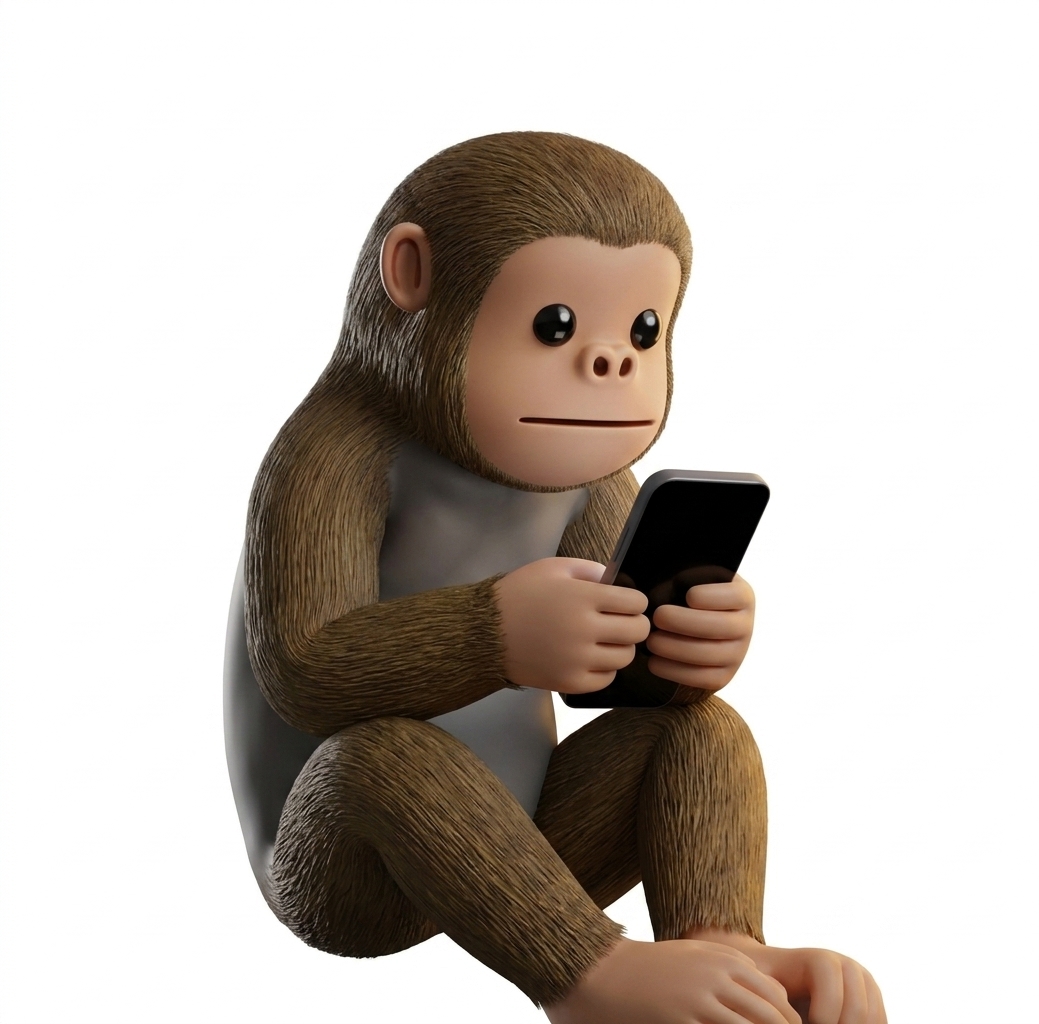 Chimp on a phone